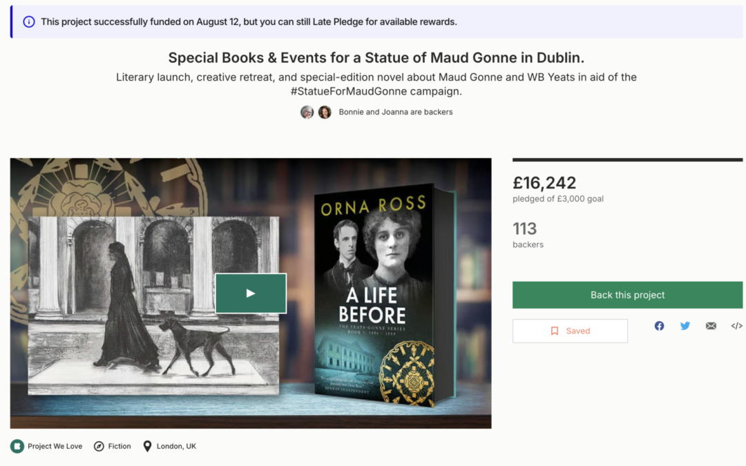 Thank you Supporters of Maud Gonne Statue Kickstarter Campaign