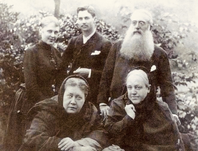 Charles Johnston (centre back) with Vera de Zelihovsky and Madame Helena Blavatsky and others