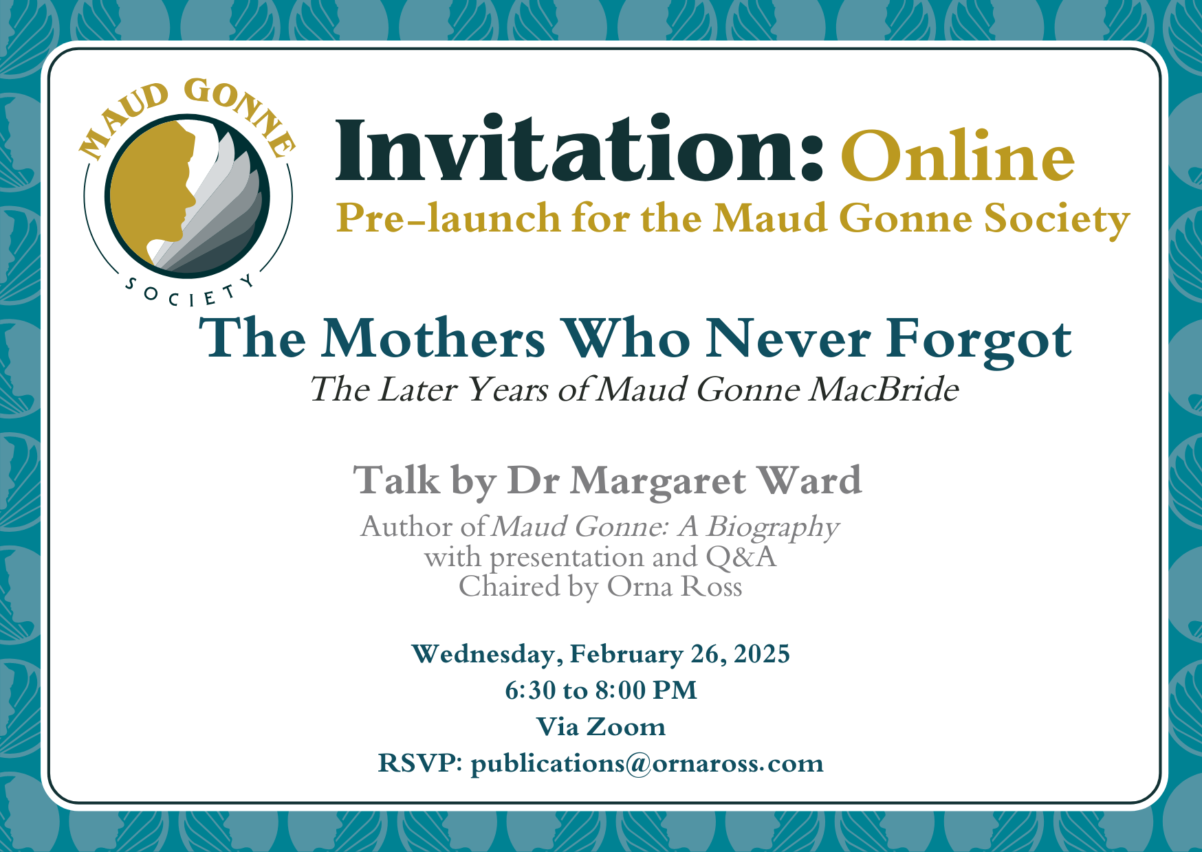 Maud Gonne Society Prelaunch Invite